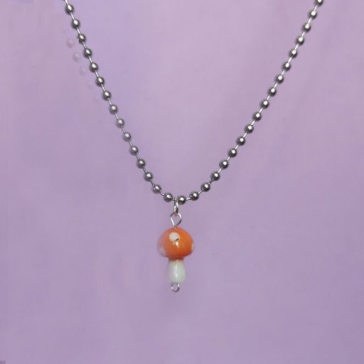 Dames ketting met paddenstoel D400