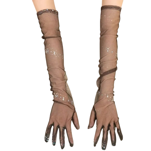 Dames lange kanten handschoenen met volle vingers ademend polyester zwart elegante handschoenen voor sociale evenementen en avondoutfits