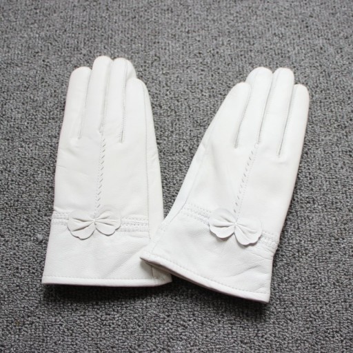 Dames leren handschoenen met strik
