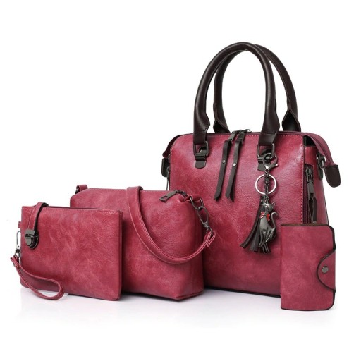 Dames leren handtas set van 4 stuks