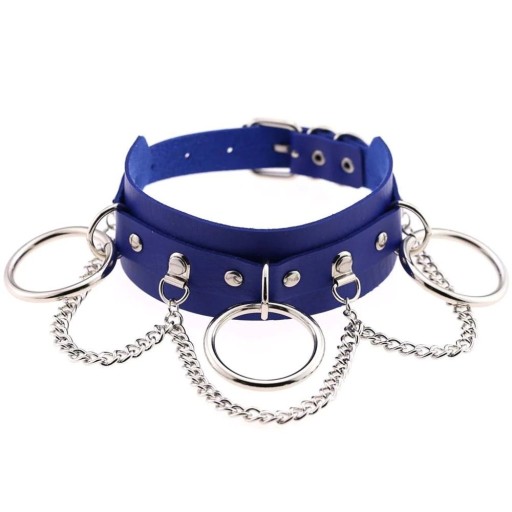 Dames leren ketting met cirkels en ketting