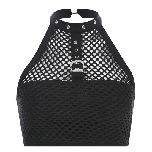 Dames mesh crop top met riem