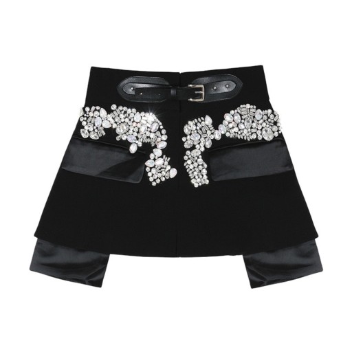 Dames minirok met strass steentjes, zwart