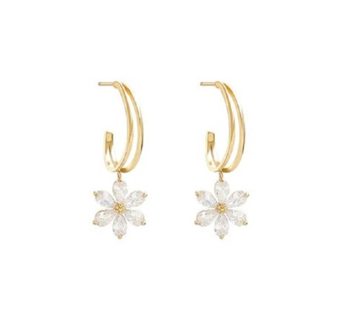 Dames oorbellen met een bloem G709