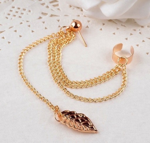 Dames oorbellen met ketting H816
