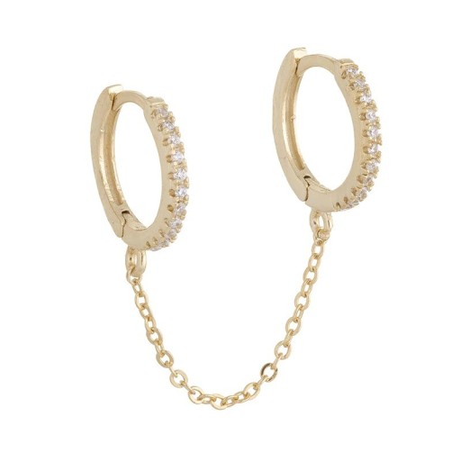 Dames oorbellen met ringen aan een ketting