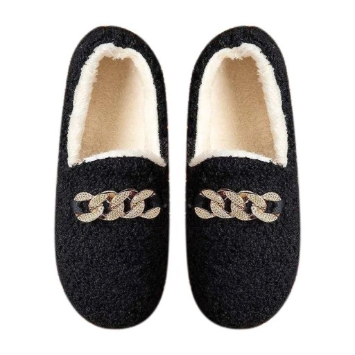 Dames Pluche Mocassins Warme Winterpantoffels met Antislipzool Stijlvolle Mocassin-vormige Thuisschoenen Zachte Comfortabele Pantoffels