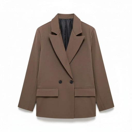 Dames sako dubbelzijdig Vrije oversized snit Puntige revers en zakken met klep Voering Polyester Elegant sako voor op het werk