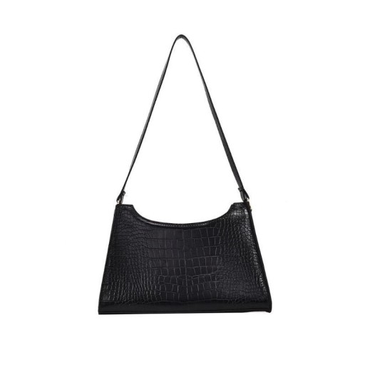 Dames schoudertas met krokodillenleer patroon Trapeziumvorm Smal schouderbandje Materiaal PU leer en polyester