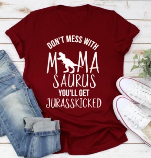 Dames T-shirt met dinosaurusprint B252