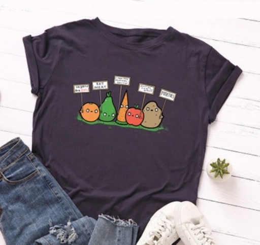 Dames T-shirt met groenteprint