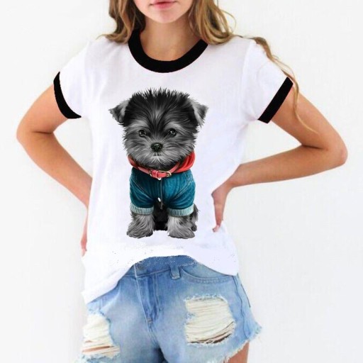 Dames T-shirt met hondenprint A1320