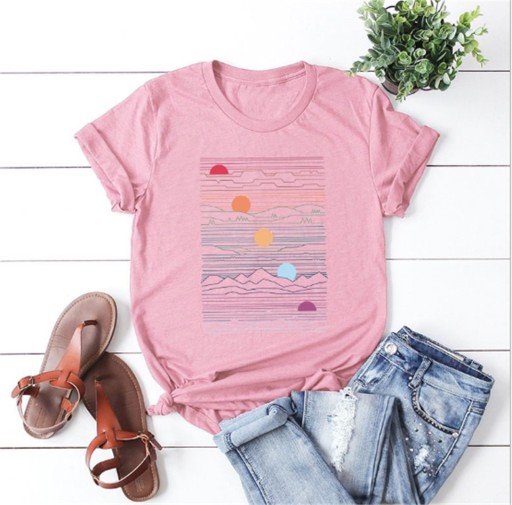 Dames T-shirt met zonsondergangmotief