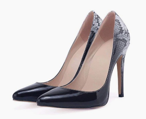 Dames two-tone pumps met slangenmotief