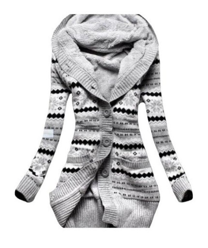Dames winter gebreide jas met patroon