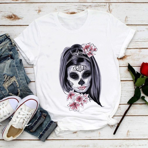 Dames wit T-shirt met opdruk B347
