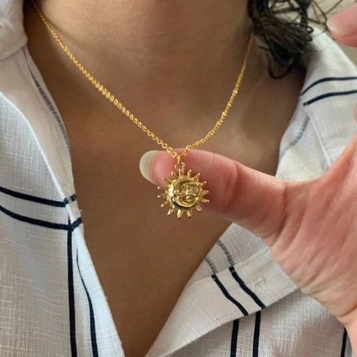 Dames zon en maan ketting D184