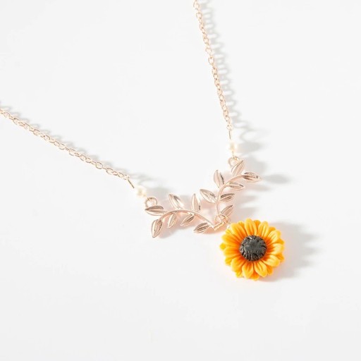 Dames zonnebloem ketting D65
