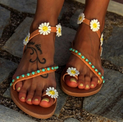Damesandaler med blomster