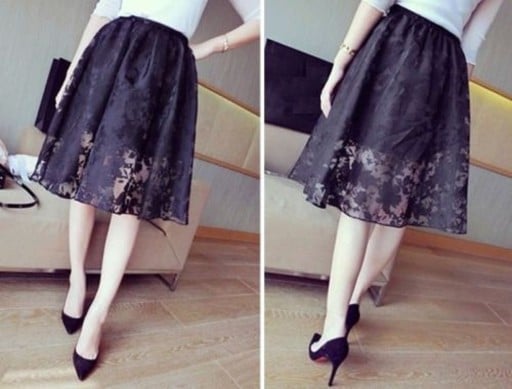 Dameskant rok zwart Polyester