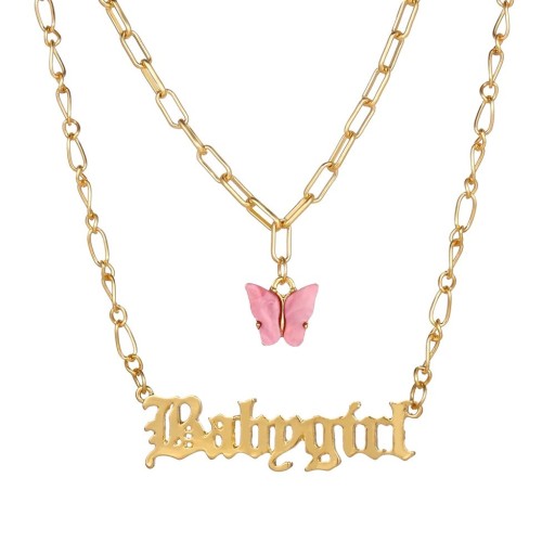 Damesketting met vlinder en opschrift