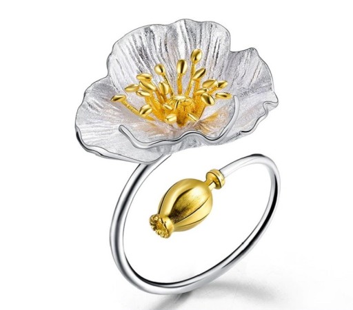 Damesring met bloem D1314