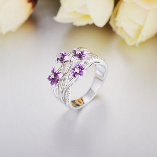 Damesring met bloemen D1091
