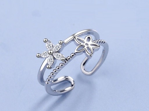 Damesring met bloemen D1165
