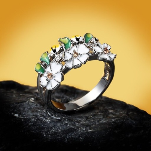 Damesring met bloemen D2282