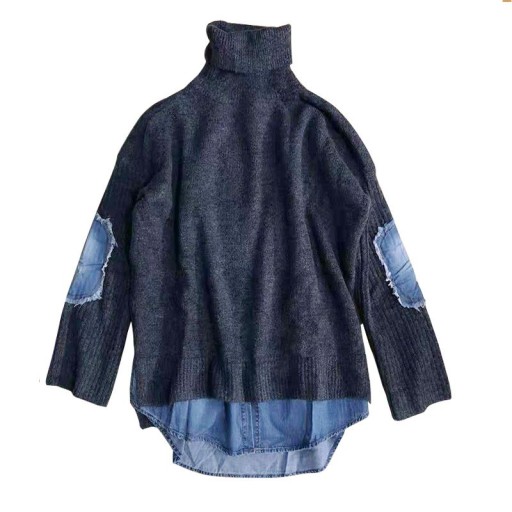 Damestrui met denim inzetstuk