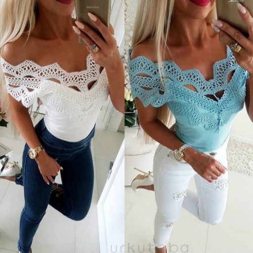 Dametop med blonder A798