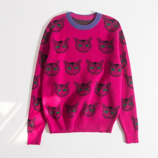 Dametrøje med katteprint