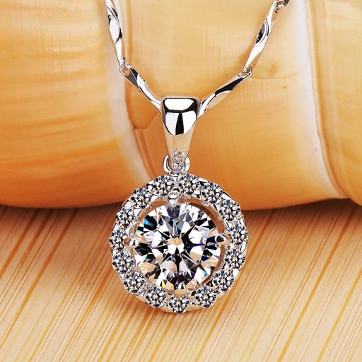 Damhalsband med runt hänge D760