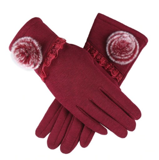 Damhandskar med pompom J822