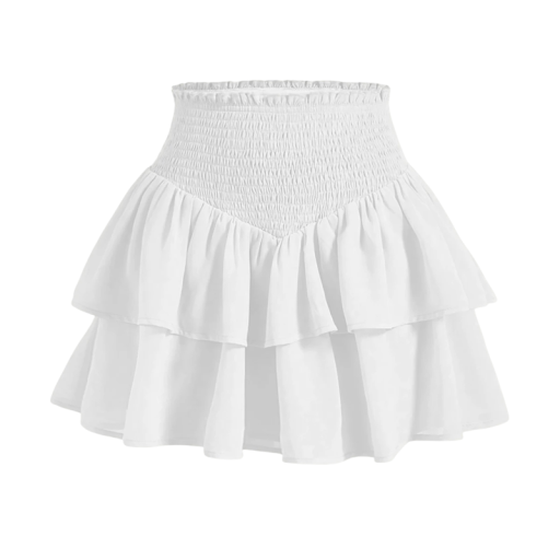 Damkjol med A-linjeform och hög midja, kort, elegant kjol med volang, avslappnad kjol för vardagsbruk och festkläder