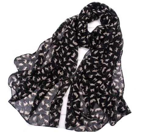 Damscarf med katter J1680