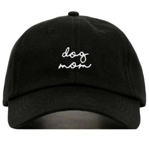 Dámska čierna kšiltovka s vyšívaným nápisom dog mom pre milovníčky psov Bavlnená baseballová čiapka s prehnutým billou Univerzálna veľkosť