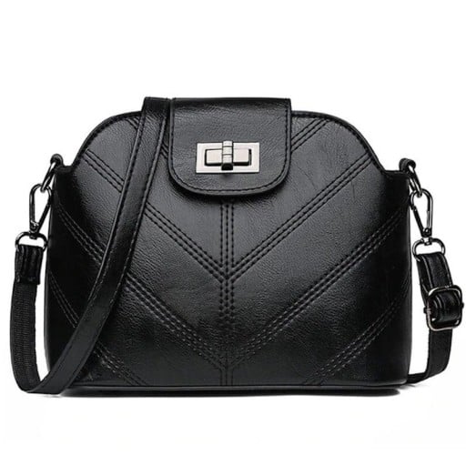 Dámská crossbody kabelka 21 x 18 x 10 cm z umělé kůže Prošívaný vzor do V Klopa s otočným zámkem Nastavitelný popruh přes rameno