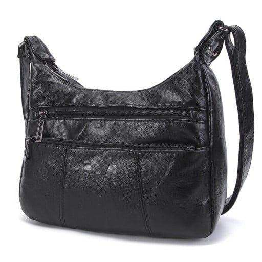 Dámska crossbody kabelka na zips so 2 zipsovými vreckami vpredu Popruh cez rameno PU koža a polyester Rozmer 27 x 17 cm