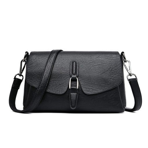 Dámska crossbody kabelka s klopou a ozdobným pásikom s kovovým krúžkom Kapsa na zips na zadnej strane Pravá koža Rozmer 24 x 16 x 10 cm
