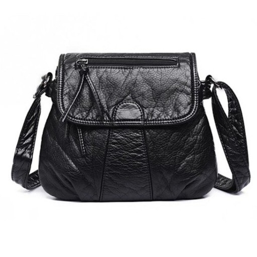 Dámska crossbody kabelka s klopou Mäkký vrásčitý povrch Zipsová kapsa na klopne Nastaviteľný popruh Ležérny štýl Umelá koža 25 x 22 cm