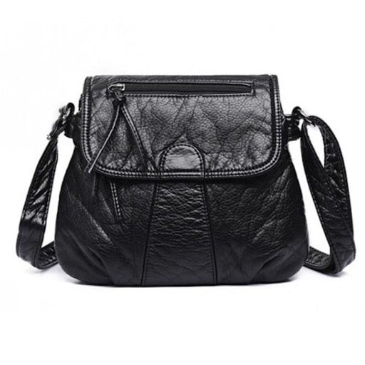Dámská crossbody kabelka s klopou Měkký vrásčitý povrch Zipová kapsa na klopě Nastavitelný popruh Ležérní styl Umělá kůže 25 x 22 cm