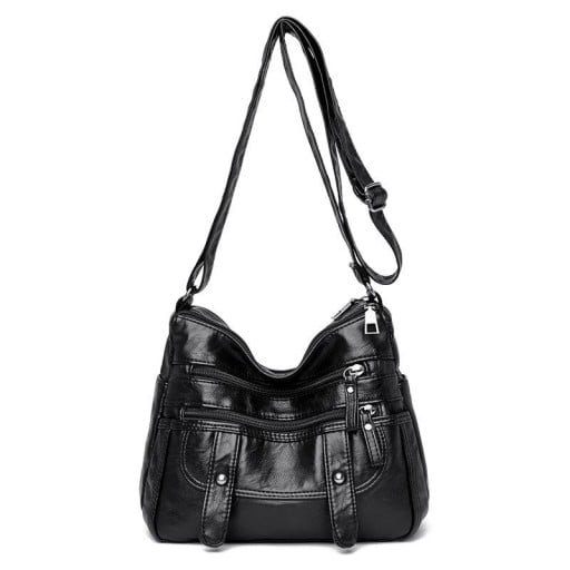 Dámska crossbody kabelka s vreckami na zips na prednej aj zadnej strane Nastaviteľný popruh cez rameno PU koža 26 x 20 x 11 cm