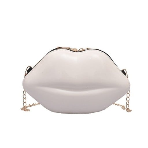 Dámska crossbody kabelka v tvare pier Lesklý povrch Zapínanie na zips Reťazkový popruh zlatej farby Plast a polyester Do mesta
