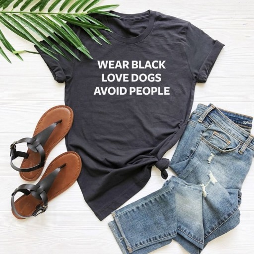 Damska czarna koszulka z napisem