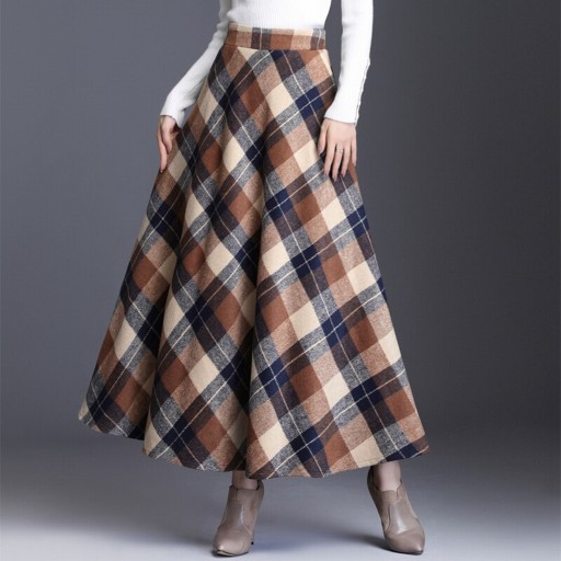 Dámska dlhá sukňa s kockovaným vzorom A1142