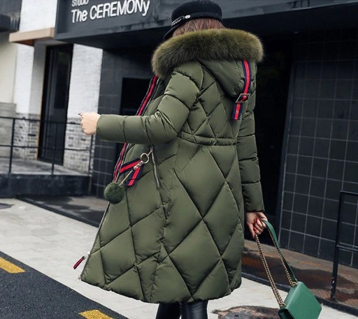 Dámska dlhá zimná bunda so vzorom J2323
