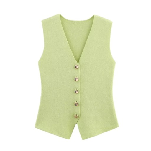 Dámska elegantná vesta s gombíkmi Jednofarebný top s výstrihom do V Štýlový doplnok k blúzkam a tričkám Rôzne farby Polyester