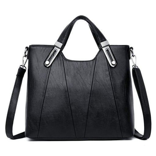Dámská kabelka do ruky z PU kůže 30 x 25 x 12 cm Dvě ucha s kovovým kováním Odnímatelný popruh přes rameno Dekorativní prošití