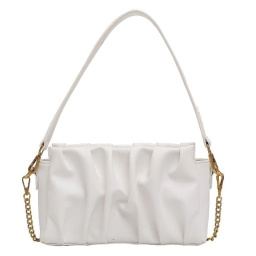 Dámská kabelka přes rameno s nařaseným povrchem 25 x 15 x 7 cm Z umělé PU kůže Široký popruh a dlouhý popruh crossbody Zlatý řetízek